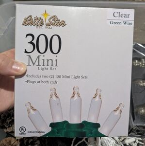 Brite Star 300 Mini Light Set with Clear Bulbs and Green Wire